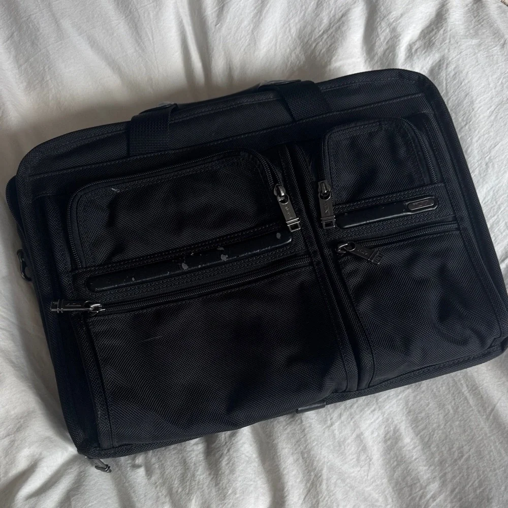 Tumi Black Laptop Briefcase with Front Organizer Pockets
